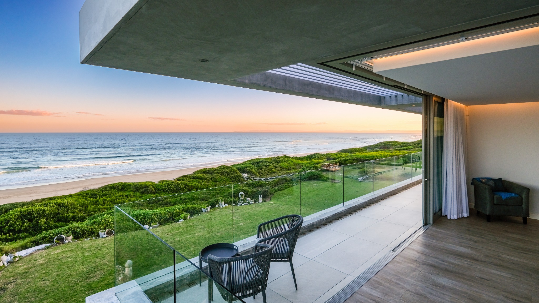 Ocean views from a sheltered coastal balcony